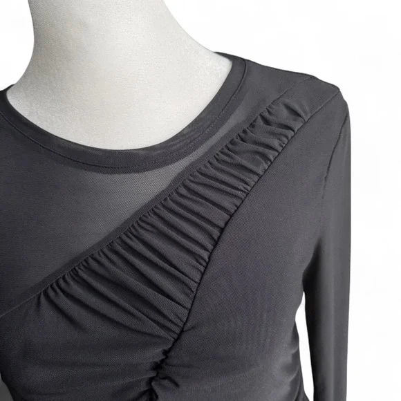 Circus NY Ruched Top Whimsigoth Fairygrunge Goth Emo Black Sheer‎ Mesh 90s Y2K M - Picture 5 of 16